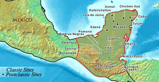 ancient maya civilization map